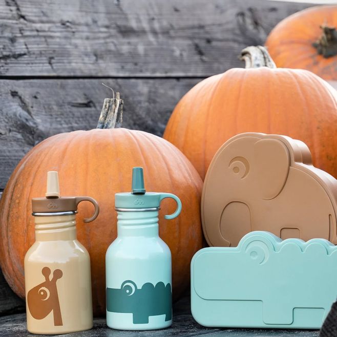 Čas na jídlo s jeleními kamarády. Barevné lahve a obědové krabičky jsou připraveny na školu i venkovní dobrodružství....